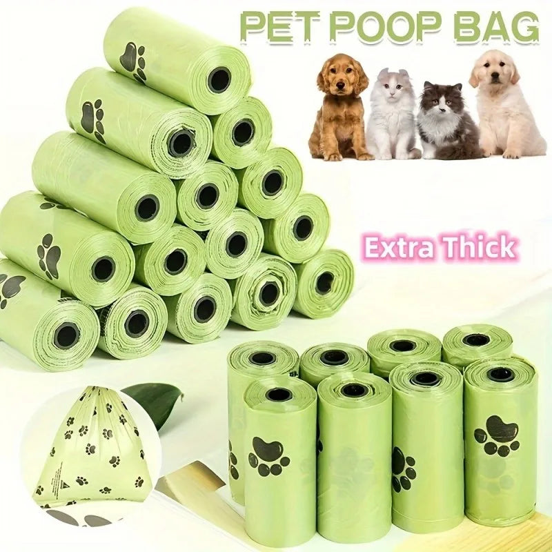 Biodegradable Pet Waste Bags , Extra Thick Poop Bags, Portable Roll with Dispenser