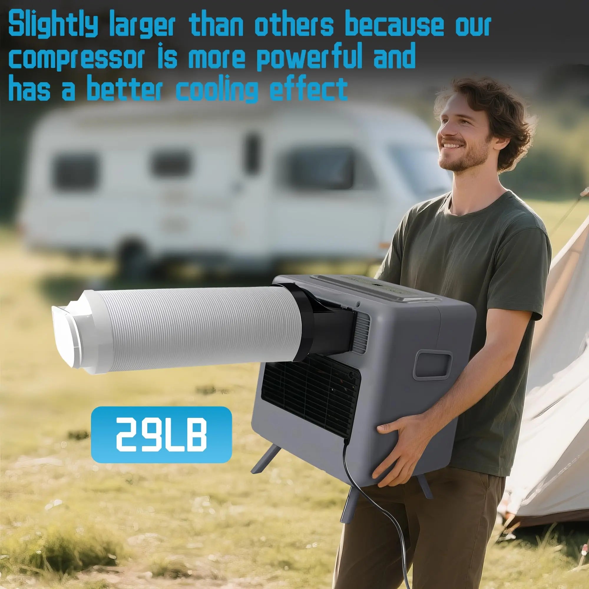 Portable Air Conditioners for Camping, Tent Air Conditioner, 3300BTU, 436W AC Unit Fast Cooling Down to 60°F, 3 Cooling Modes, 24 Hour Timer,
