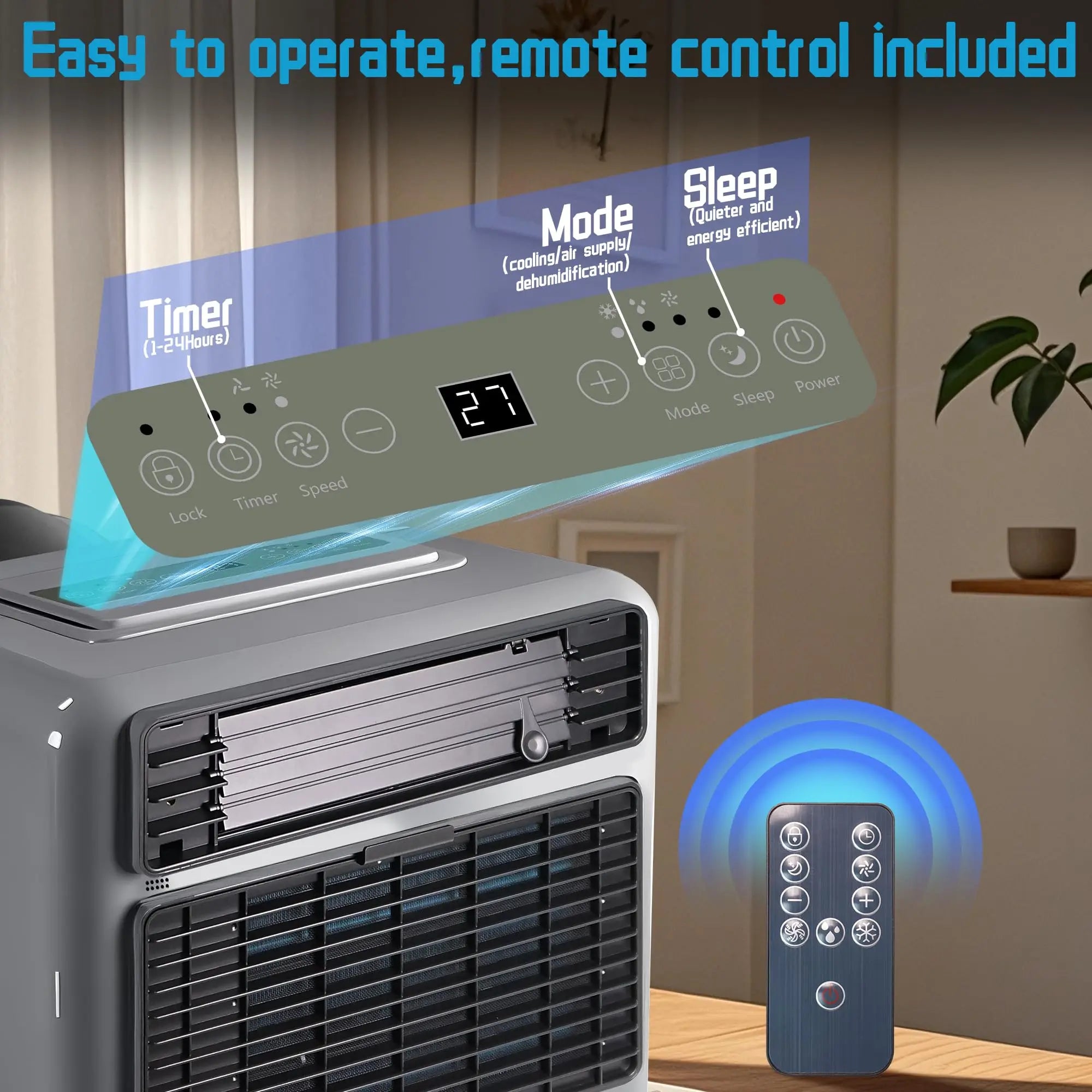 Portable Air Conditioners for Camping, Tent Air Conditioner, 3300BTU, 436W AC Unit Fast Cooling Down to 60°F, 3 Cooling Modes, 24 Hour Timer,