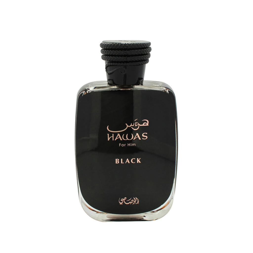 Rasasi Hawas Black Eau de Parfum Spray for Men – Intense Woody Spicy & Smoky Amber Scent, Long-Lasting Premium Arabian Fragrance, Perfect Gift, 3.4 fl oz / 100 ml