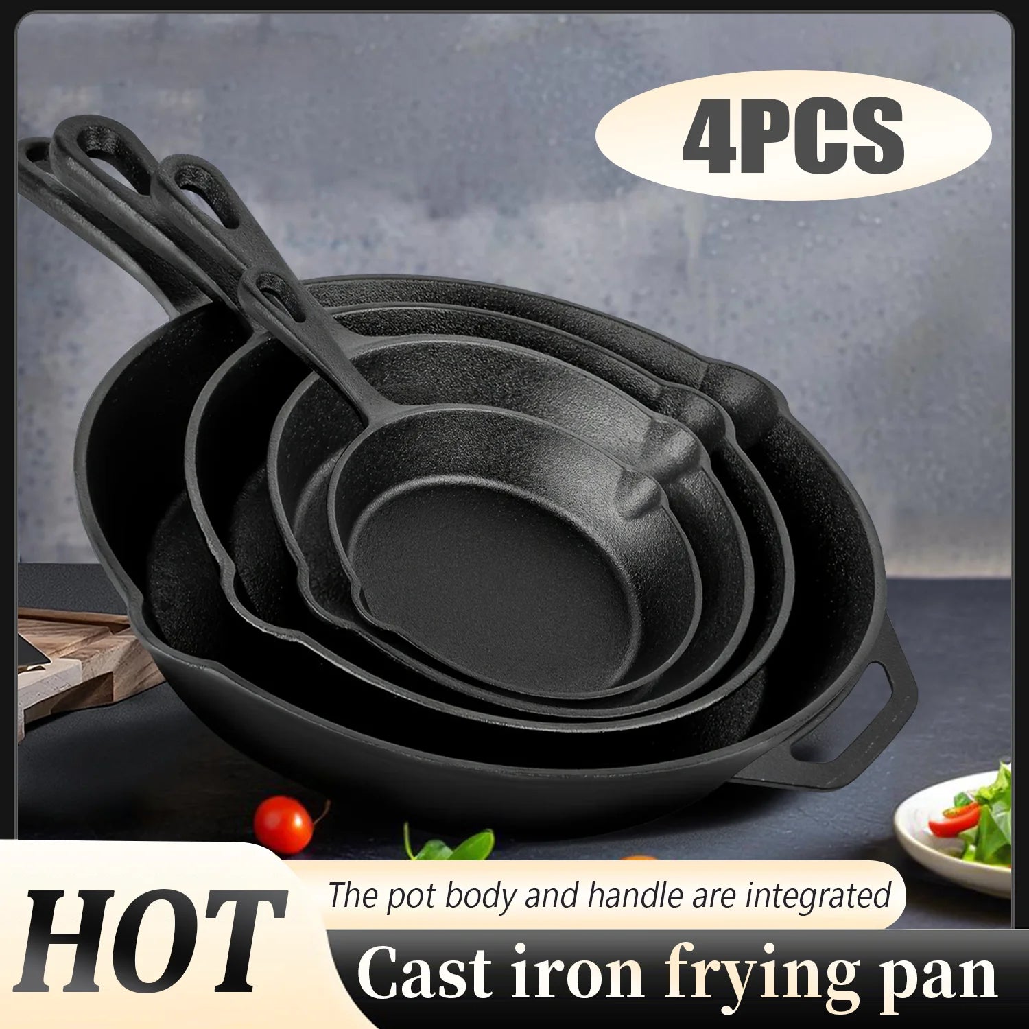 Multi-Size Cast Iron Skillets Set - 6-Inch, 8-Inch, 9-Inch,10-Inch Frying Pans