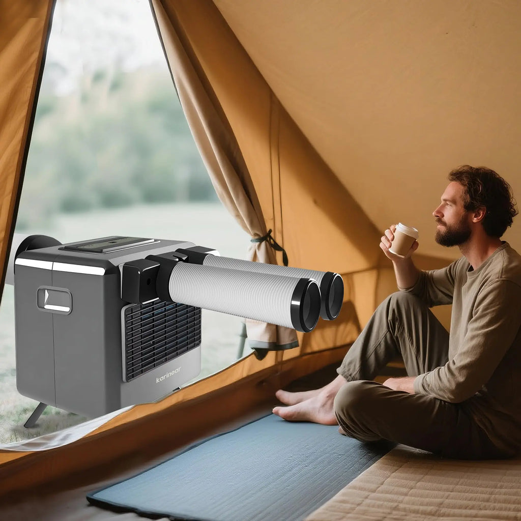 Portable Air Conditioners for Camping, Tent Air Conditioner, 3300BTU, 436W AC Unit Fast Cooling Down to 60°F, 3 Cooling Modes, 24 Hour Timer,