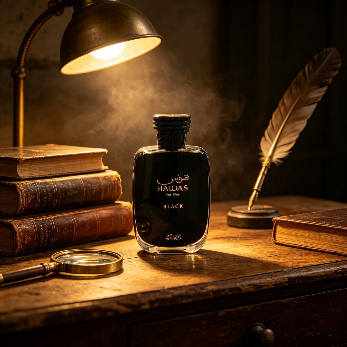 Rasasi Hawas Black Eau de Parfum Spray for Men – Intense Woody Spicy & Smoky Amber Scent, Long-Lasting Premium Arabian Fragrance, Perfect Gift, 3.4 fl oz / 100 ml