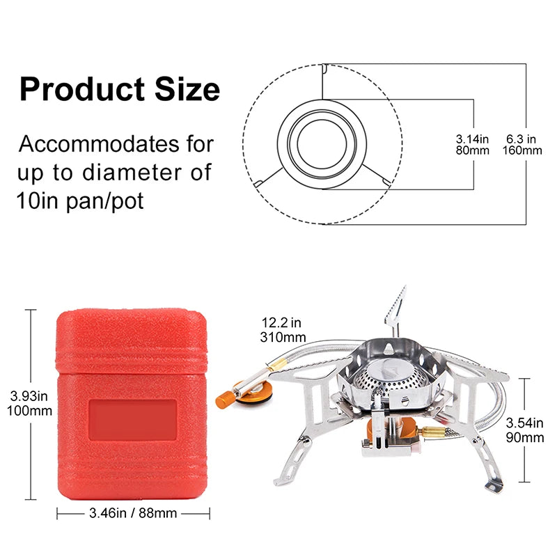 Widesea Camping Wind Proof Gas Burner Outdoor Strong Fire Stove Heater
