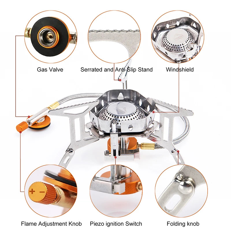 Widesea Camping Wind Proof Gas Burner Outdoor Strong Fire Stove Heater