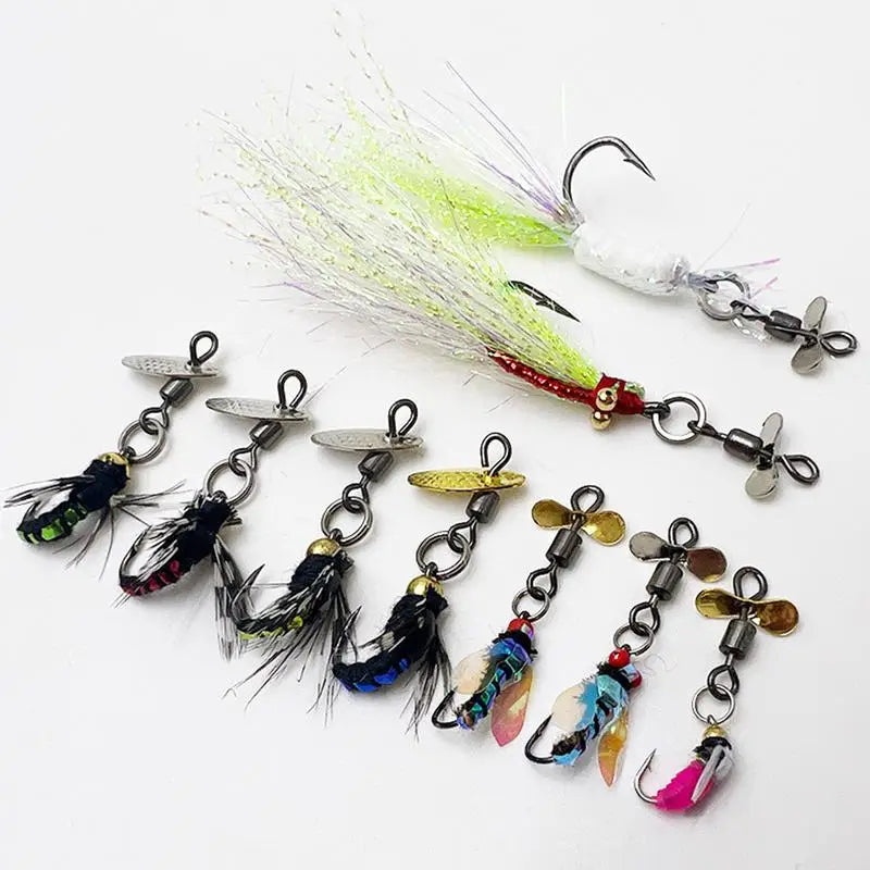 42pcs/set Ice Fishing Jigs Kit Simulated Fishing Fly Hook Set Lifelike Double Layer Fly Fishing Lure Box