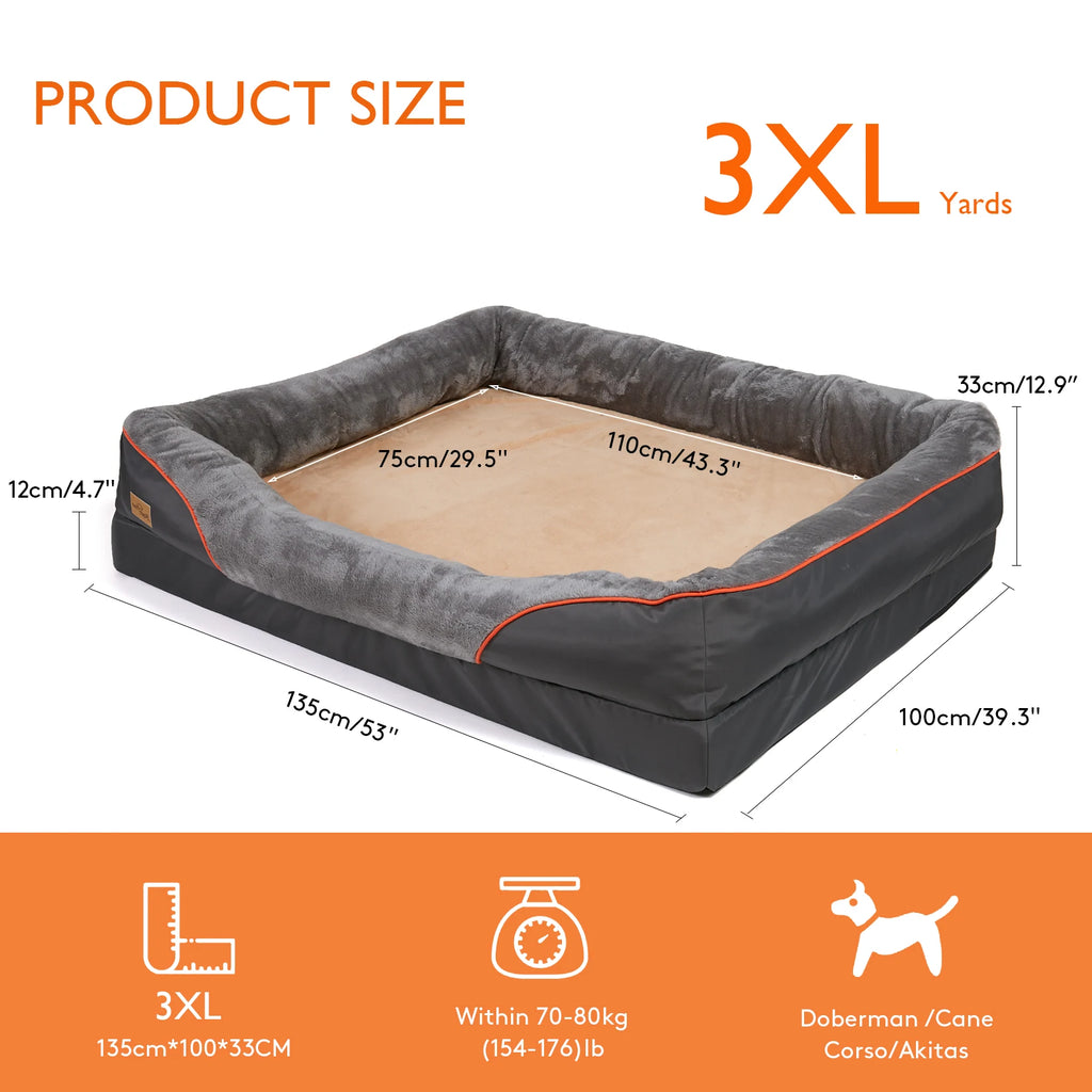 Large Dog Bed Soft Anti Allergy Warm Fleece Removable Washable Cover Pet Bed Waterproof