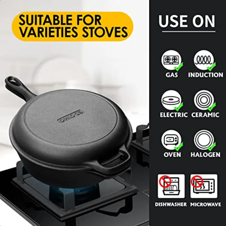 Cast Iron Dutch Oven Pot with Skillet Lid