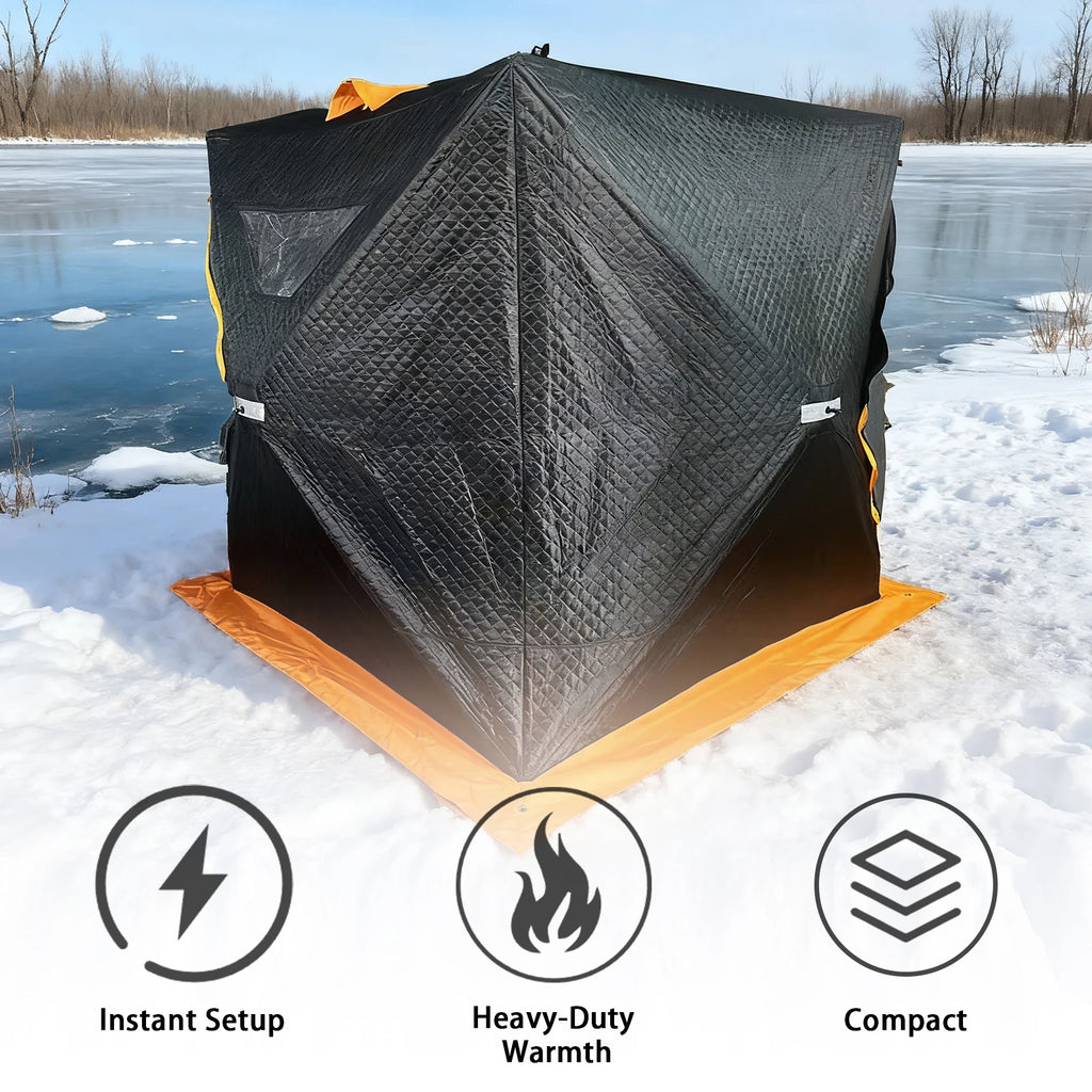 PAKICETUS Portable Outdoor Ice Fishing Shelter Windproof Windows & With Ventilation