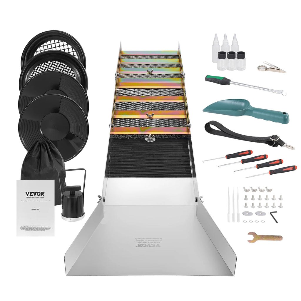 SucceBuy 50" 12" Complete Sluice Box Gold Panning Kit Aluminum Alloy Gold Mining Equipment