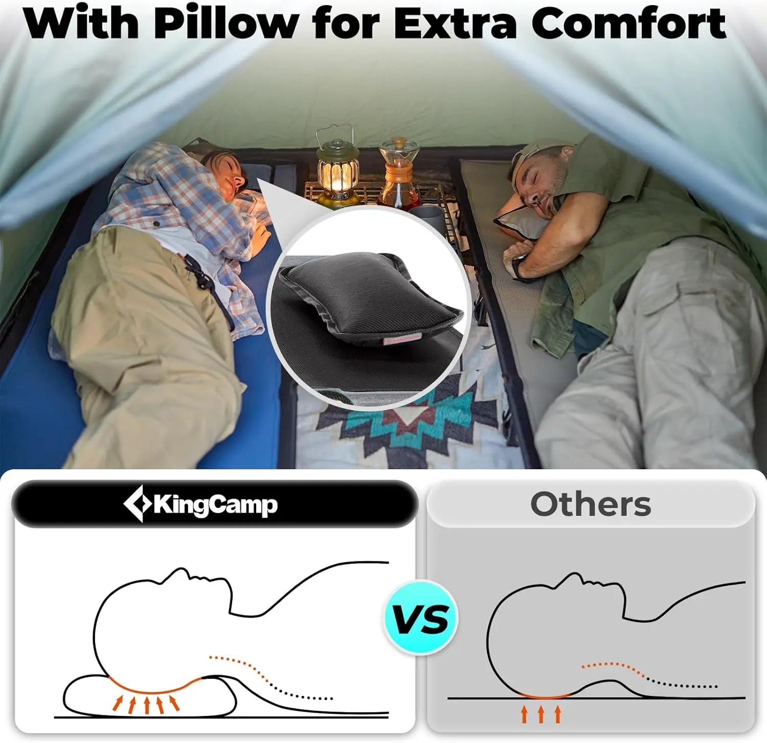 Ultralight Folding Camping Cot for Adults - Heavy Duty Portable with Pillow & Storage Bag