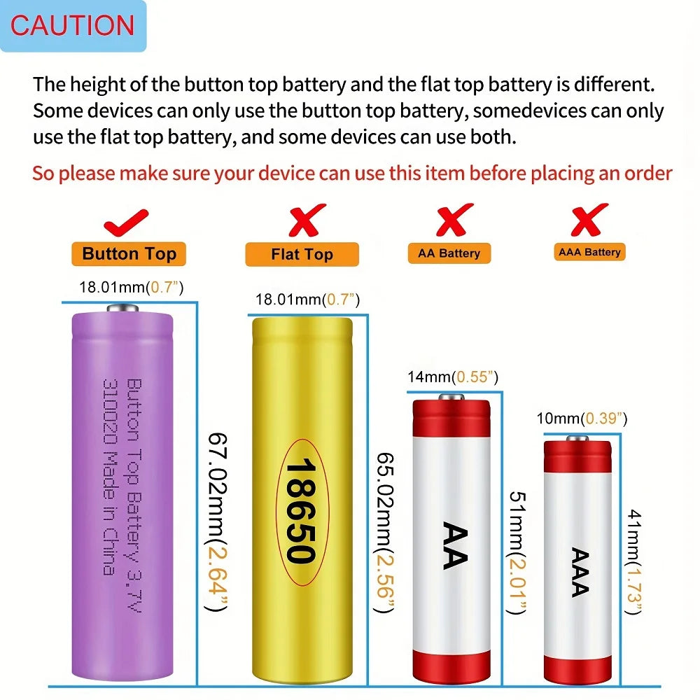 8 Pack 3.7V 2000mAh Rechargeable Lithium Li-ion Batteries for Camera Flashlight Torch Headlamp