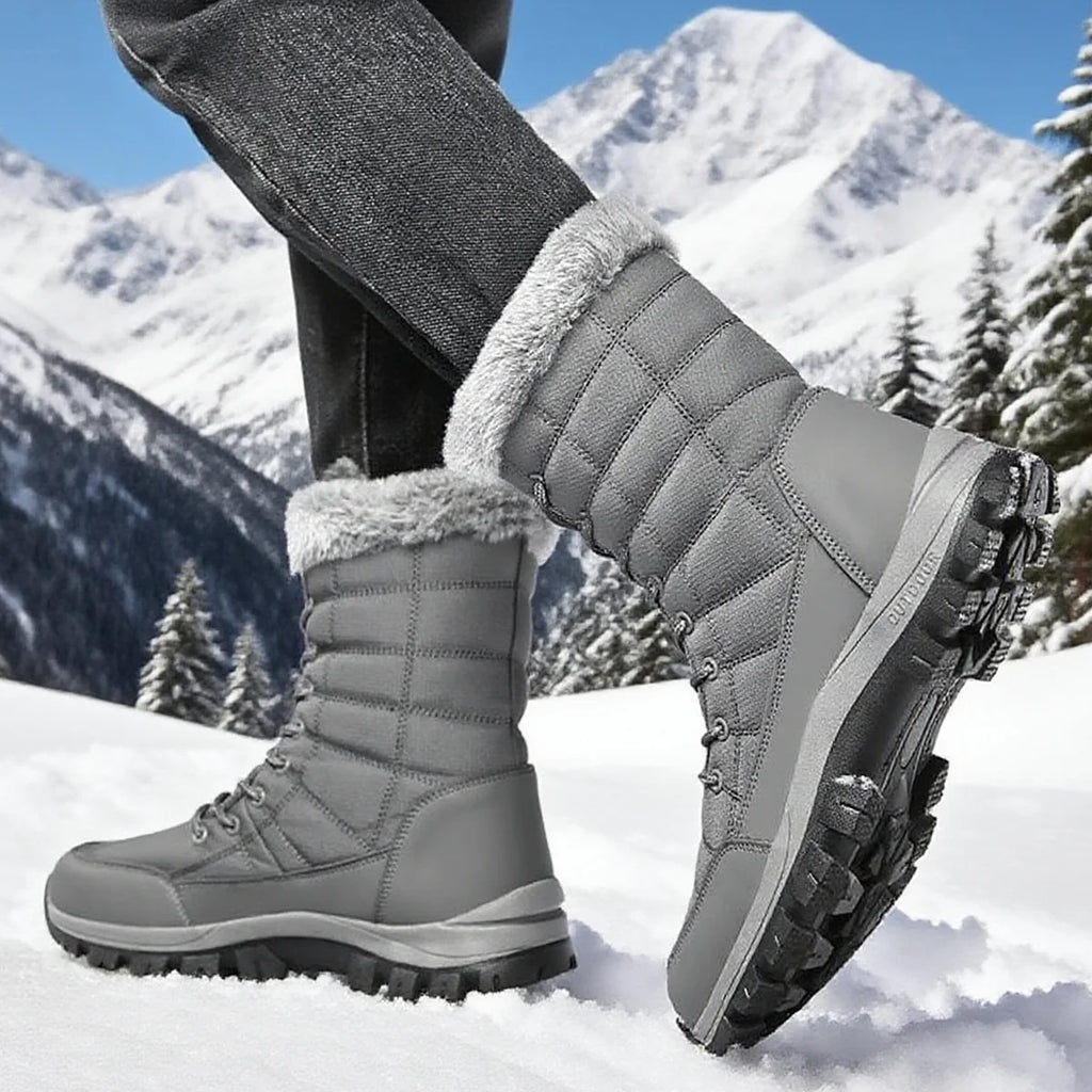 Winter Men's Snow Boots Warm Plush Anti slip Hiking Boots Women's Mid length Boots Couple