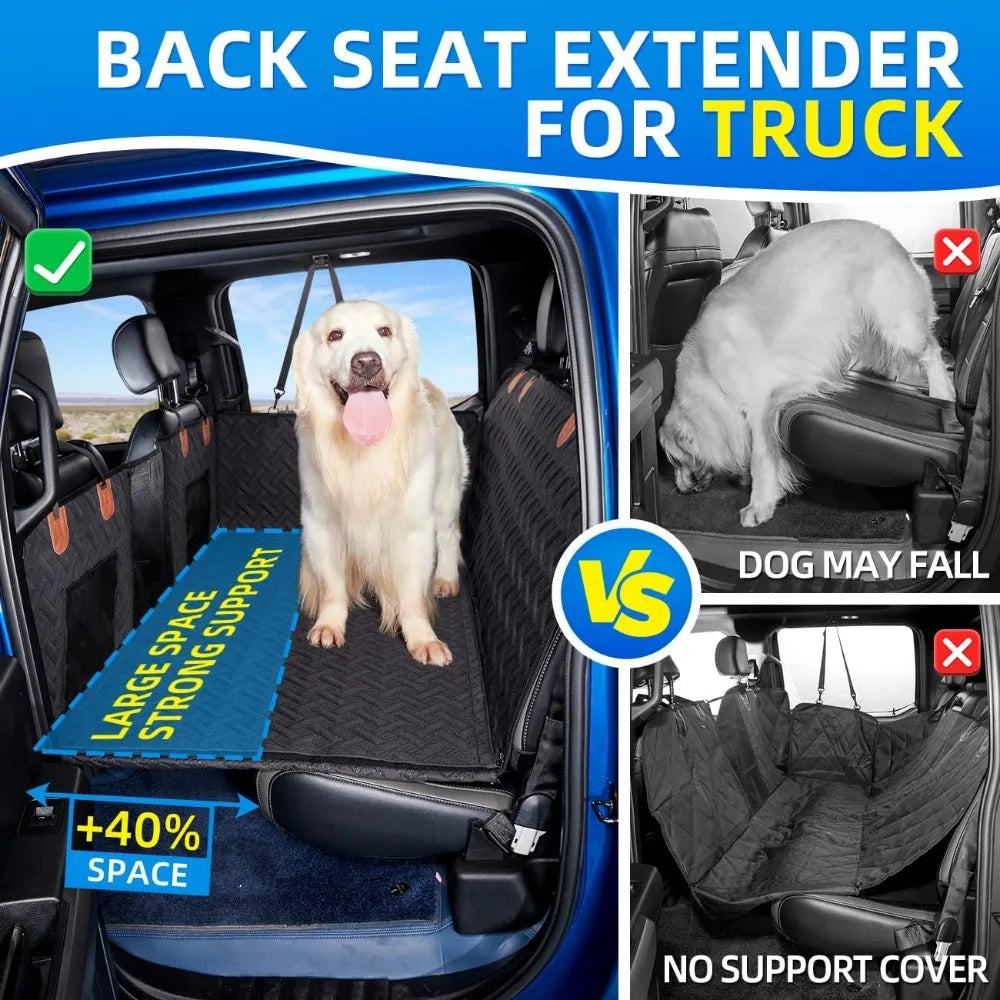 Truck Dog Seat Cover Back Seat,Back Seat Extender for Truck,Dog Hammock,Hard Bottom Car Seat Cover