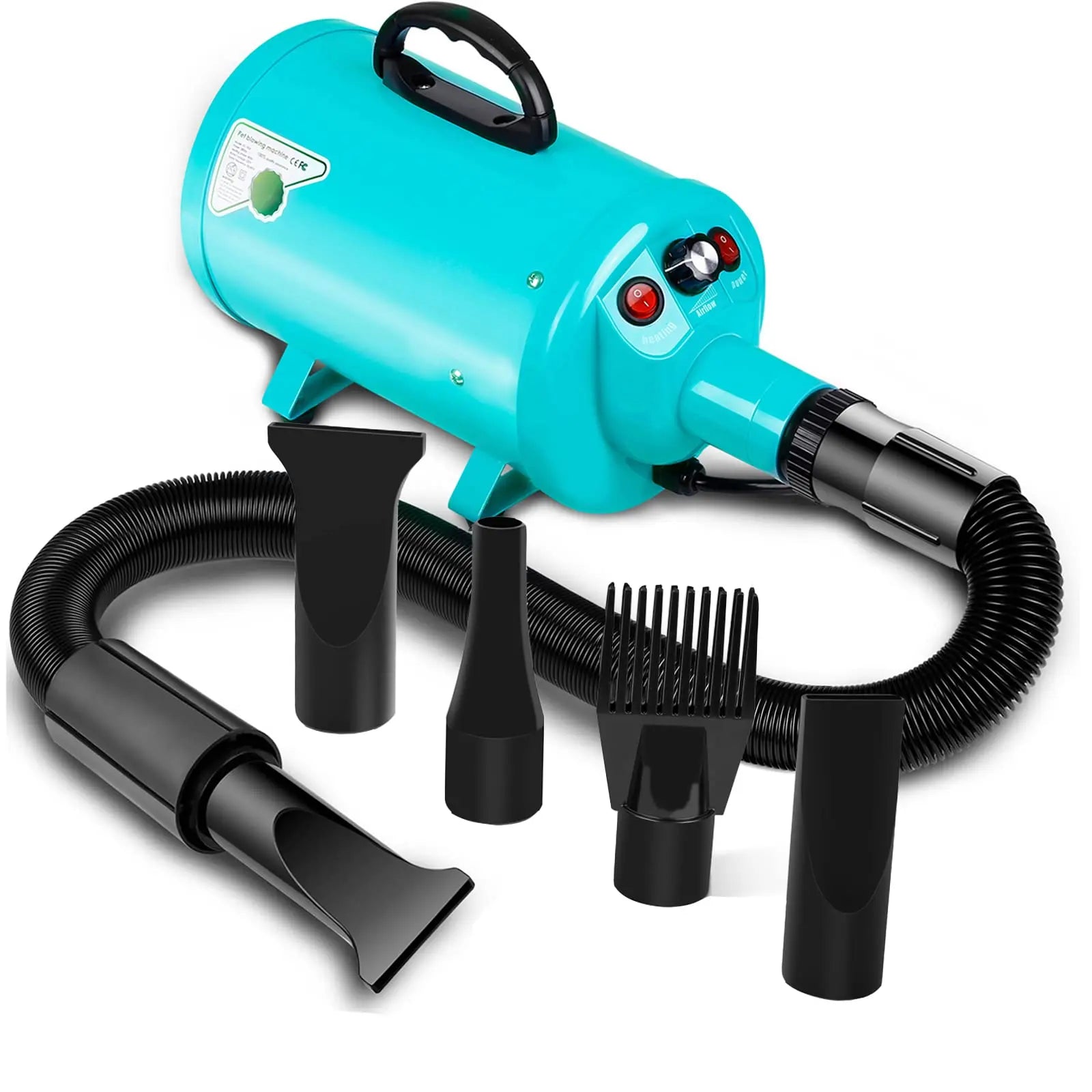 Dog Hair Dryer, 3.8HP 2800W Pet Grooming Blower for Large Dogs Hair Force Blaster with Heat