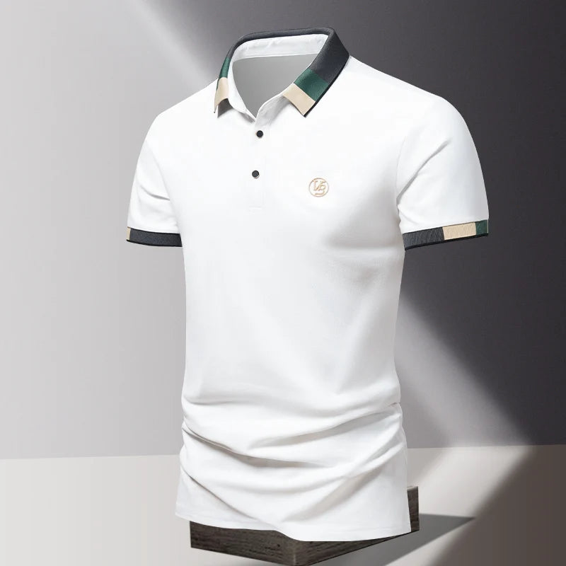 POLO shirt men's summer fashion ice silk quick drying short sleeved T-shirt solid color
