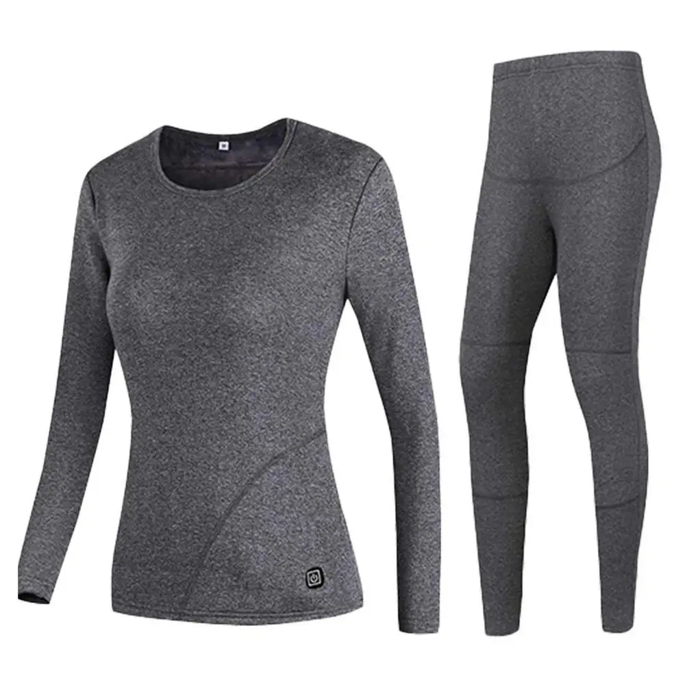 Heated Underwear USB Charging Battery Powered Fleece Thermal Long Tops & Pant Women