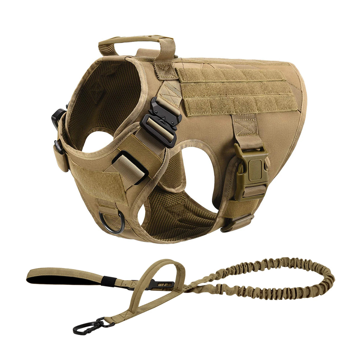 Tactical Dog Harness Collar Leash Molle Pouches For Medium Large Dogs Pet
