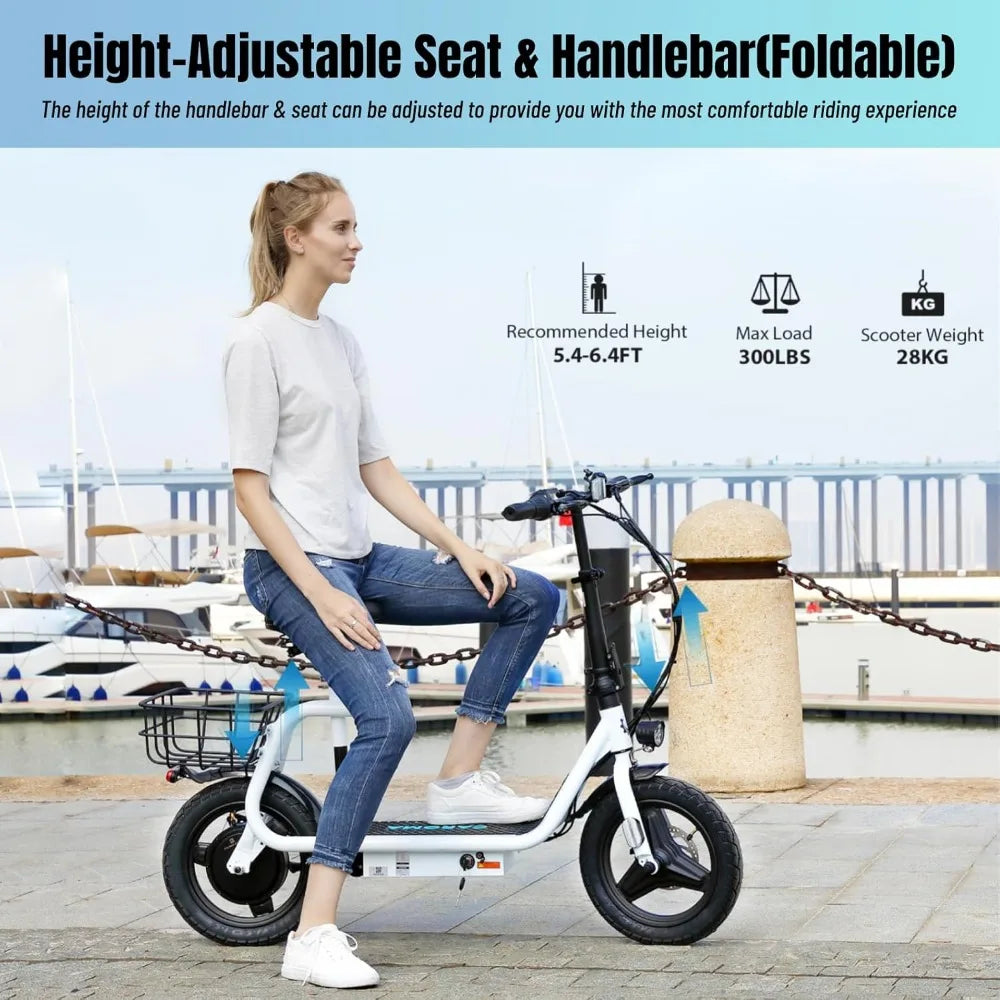 1200W Electric Scooters for Adults 14"Tire,500Wh Battery,30Miles Range,20MPH Top Speed, Adjustable Electric Scooter