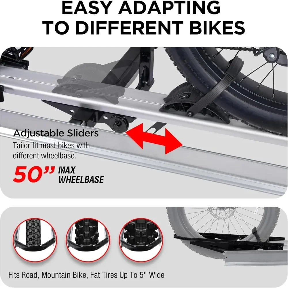 Hitch Mount Single Bike Rack with Ramp for Electric Bike, 100 lbs. Capacity Bike Carrier