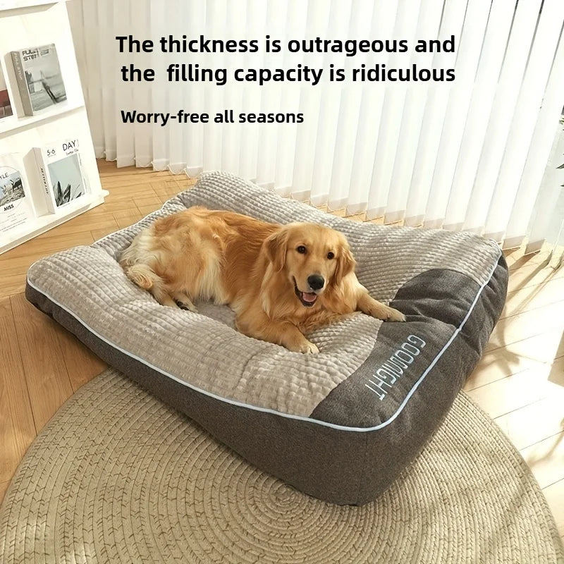 Luxury Stuffed Pet Sofa Bed Non-slip, Plaid All-Season Plaid Feel with Soft Polyester Fillin