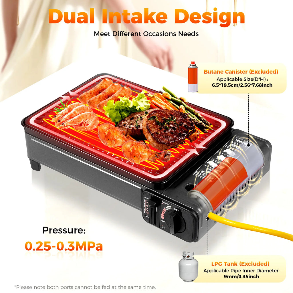 Portable Camping Grill Gas Stove Butane Gas Stove For Camping, Traveling, Trekking  0.25-0.3mpa 41.5*28*11cm