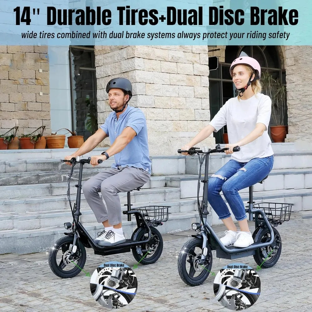 1200W Electric Scooters for Adults 14"Tire,500Wh Battery,30Miles Range,20MPH Top Speed, Adjustable Electric Scooter