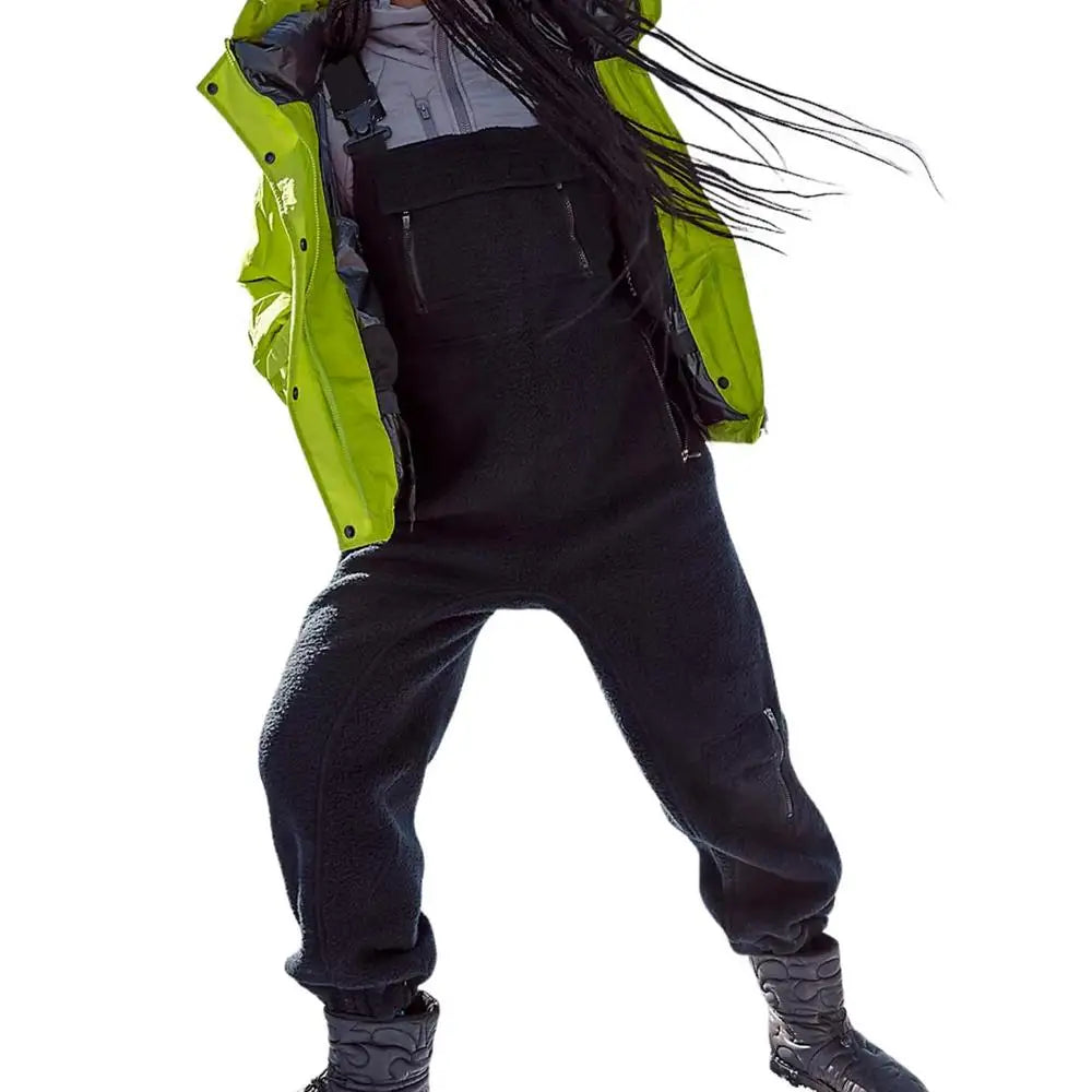 Fleece Warm Overalls Winter Sherpa Overalls Breathable Casual Sleeveless Bib Jumpsuits