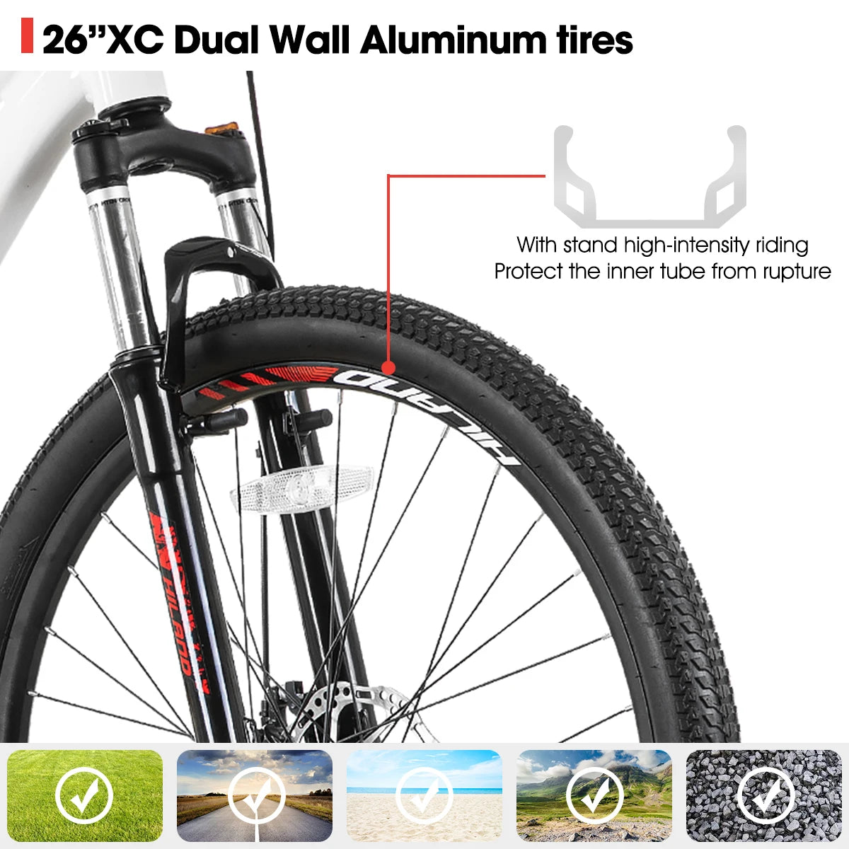 Mountain Bike for Women, with Lock-Out Suspension Fork, Dual Disc Brakes, Aluminum Frame MTB