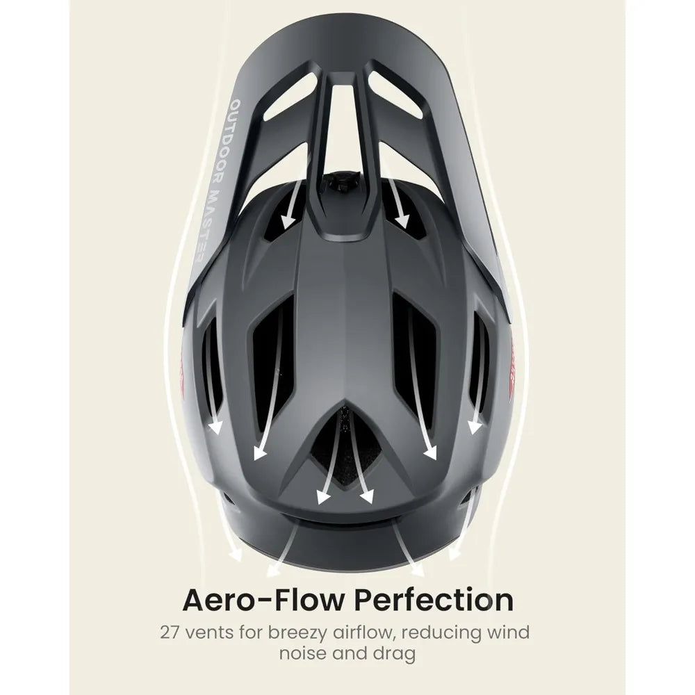 Full face mountain bike helmet - two removable chin pads, ventilated light racing downhill