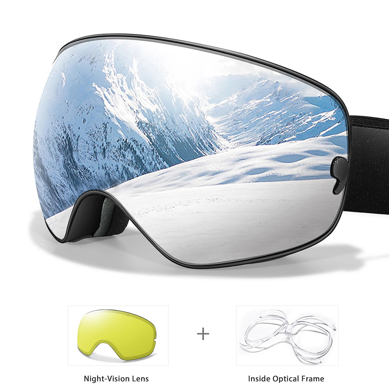 Anti-Fog SKI Goggles Snowboard Goggles UV400 with Night Vison Lens Men Women Teen