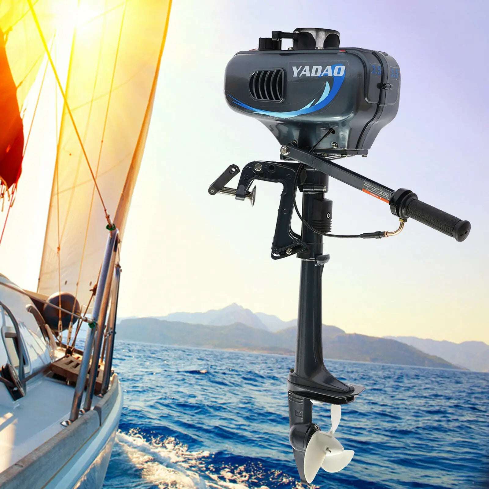 3.5HP 2-Stroke Inflatable Boat Outboard Motor Fishing Boat Engine Propeller Kayak Manual Start CDI System