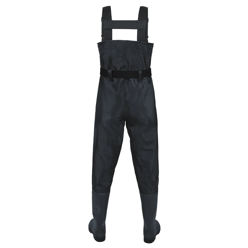 Men Women Waterproof Nylon PVC Waders Heavy Duty Chest Waders with Boots for Fishing Hunting Farm Work Anti-Slip Sole Adjustable
