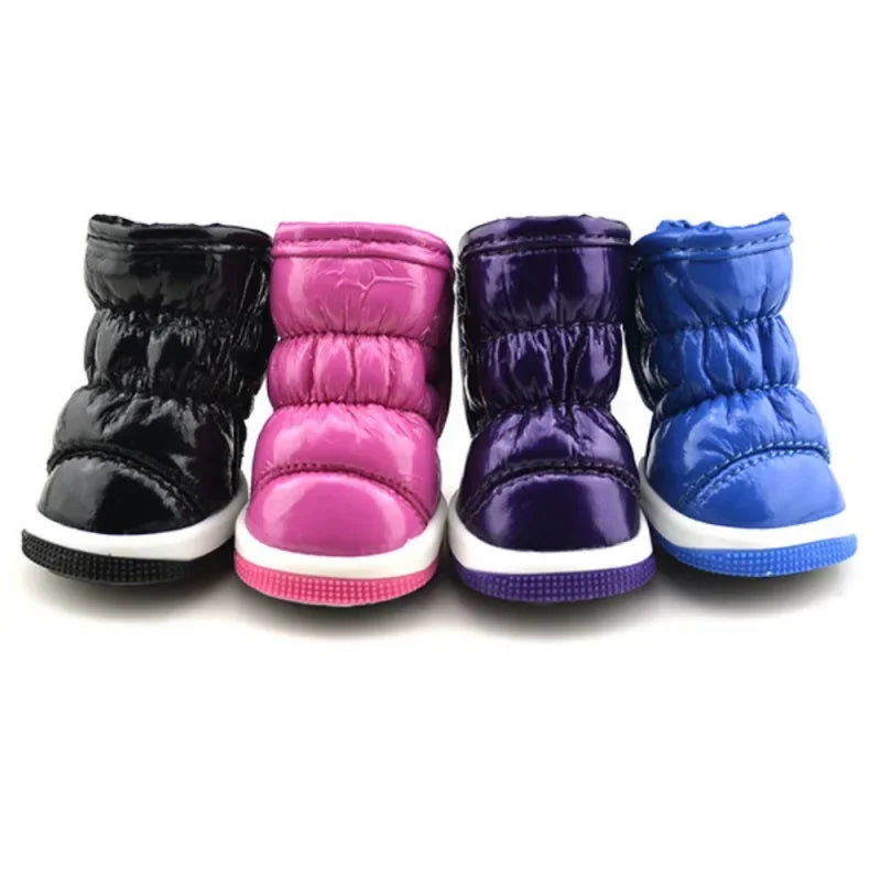 4pcs/set Pet Dog Winter Rain Shoes Waterproof Dogs Warm Snow Boots Puppy Dog Non-Slip Shoes