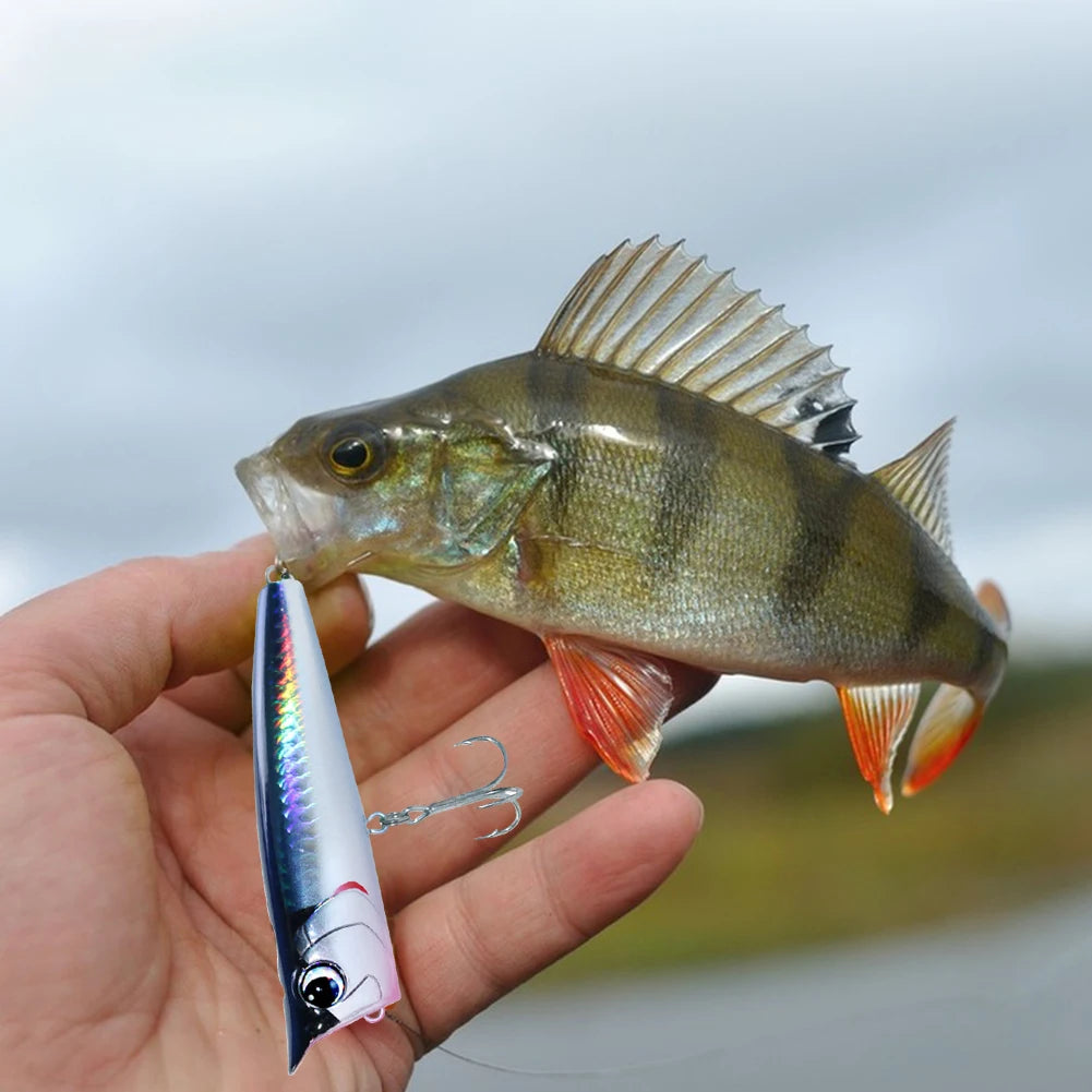 Floating Fishing Lure 90mm 15g Topwater Popper Bait 3D Eyes Artificial Wobbler Swimbait for Freshwater Saltwater Surface Fishing