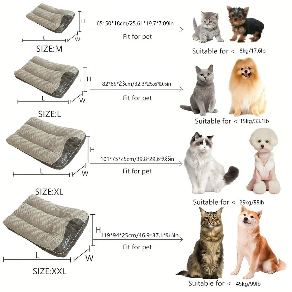 Luxury Stuffed Pet Sofa Bed Non-slip, Plaid All-Season Plaid Feel with Soft Polyester Fillin