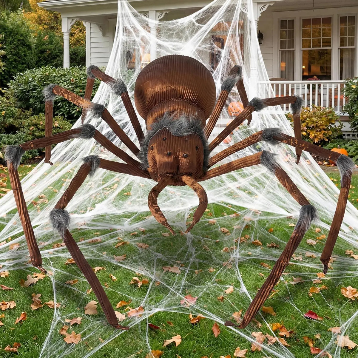 45” Scary Large Spider Halloween Decorations Brown Giant Spider Halloween Decor Outside, Indoor Party, Yard Lawn Garden Haunted House Prop
