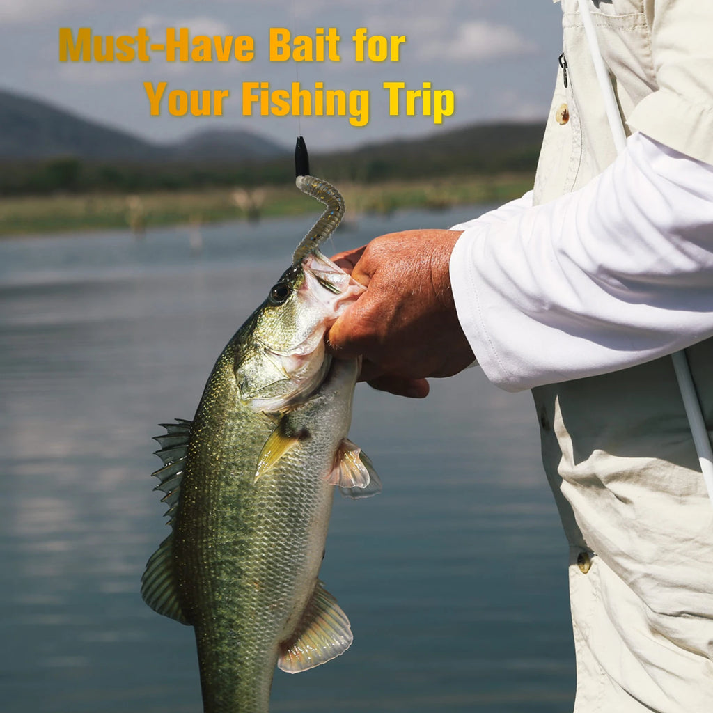 Dovesun 50PCS Wacky Worm for Bass Trout Fishing Worms Kit with Soft Plastic Baits