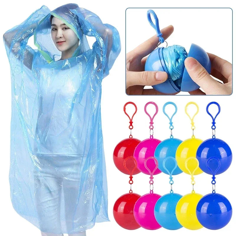 1/5 Random Disposable Raincoat Portable Waterproof Compression Ball Pocket Raincoat Outdoor Travel Hangable Poncho Camping Gear