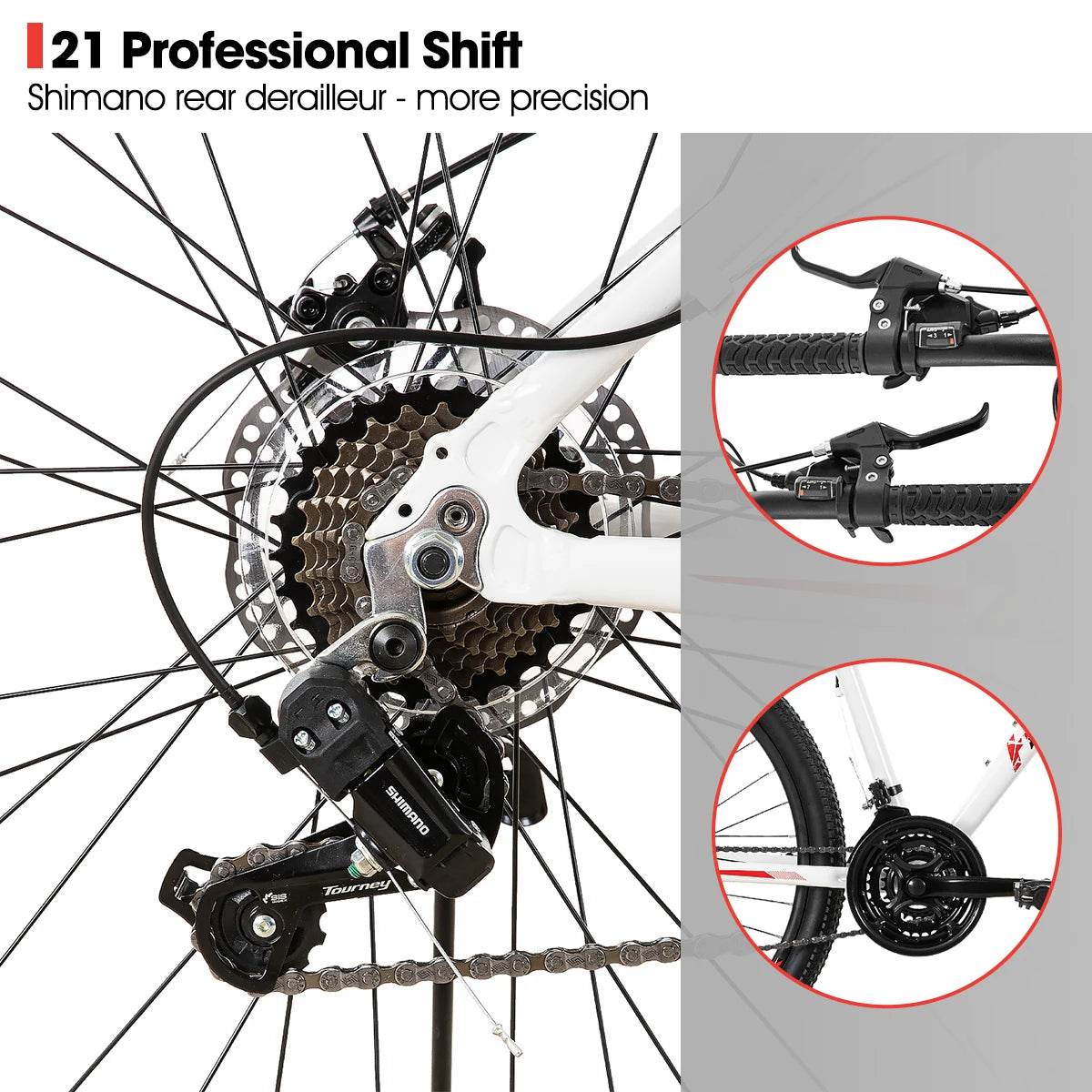 Mountain Bike for Women, with Lock-Out Suspension Fork, Dual Disc Brakes, Aluminum Frame MTB