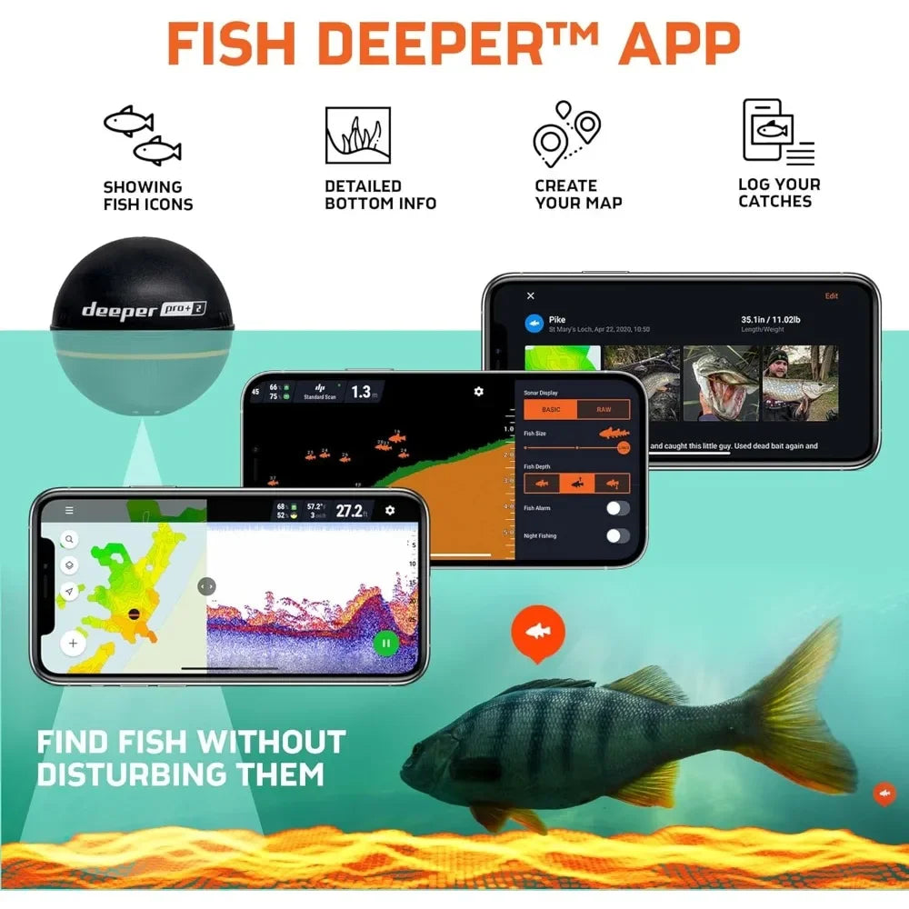 PRO+ 2 Sonar - Portable Fish Finder and Depth Finder with GPS Enabled