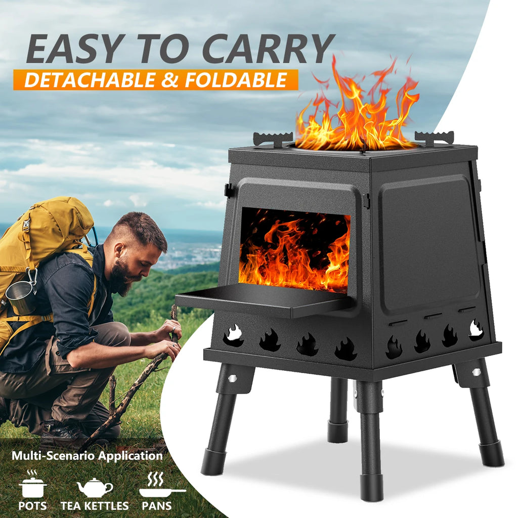 Wood Burning Camp Stove Portable Cast Iron Wood Stove