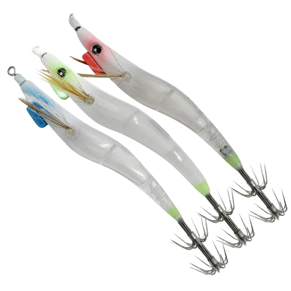 Luminous Lure Hard Shrimp Bait Simulation with Squid Jig Hook UV Wood Egi Shrimp Fishing Lure Octopus Cuttlefish Fishing Bait