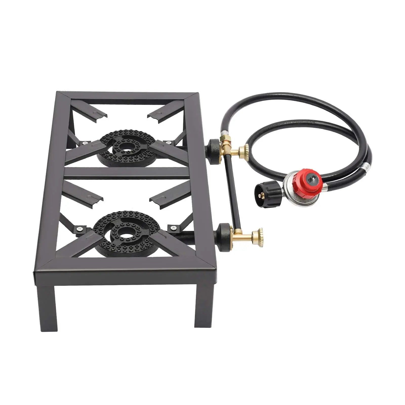Cast Iron Double Burner Portable Outdoor Camp Stove Propane Gas LPG BBQ Cooker