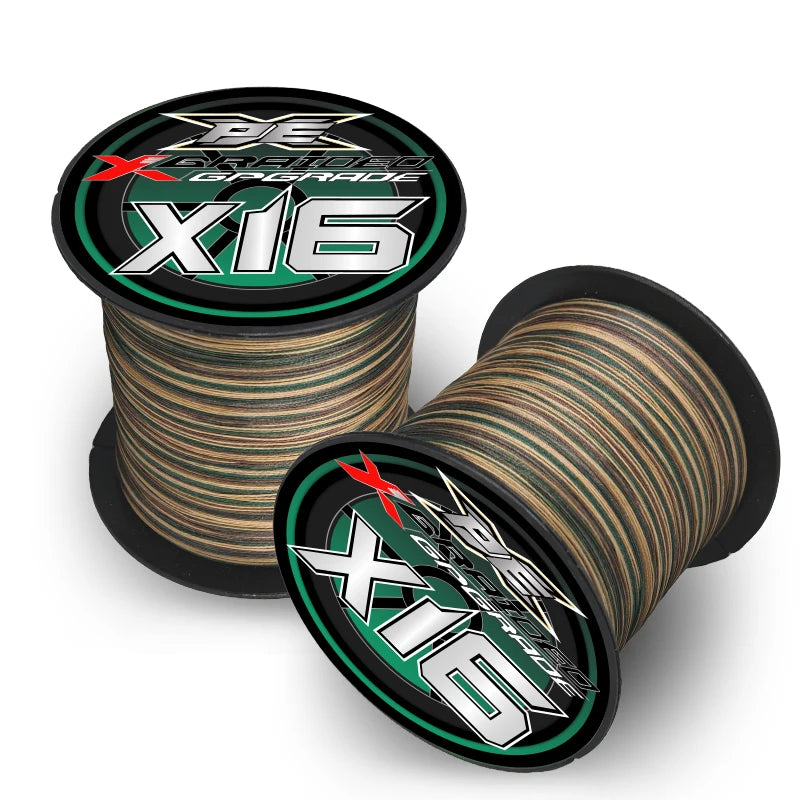 YGKX Fishing Lines X16 Strands Braided PE Line 300/500M Smooth Multifilament Line Carp Fly Fishing Wire Strong 16X Weave
