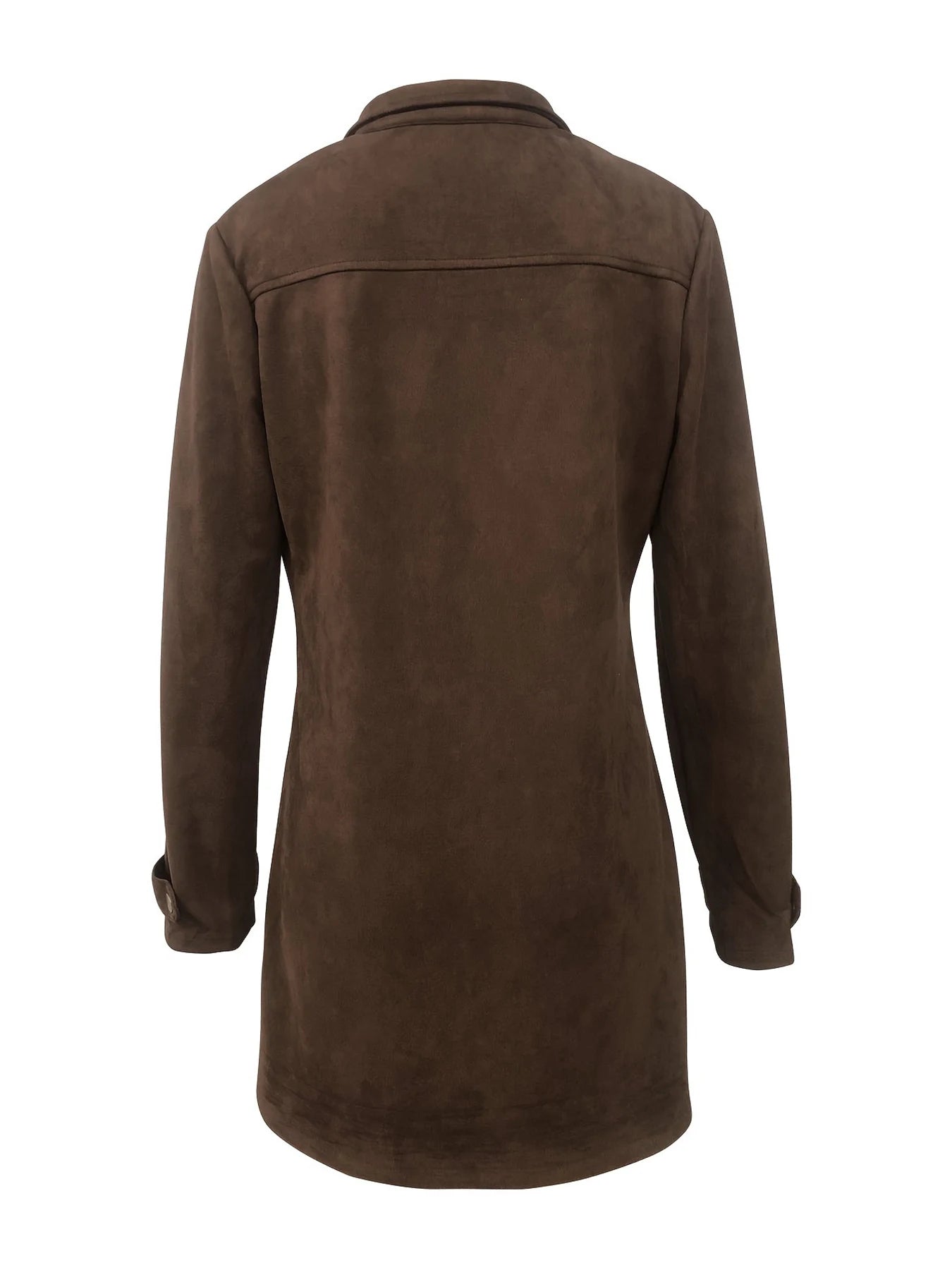Women's Vintage Suede Turtleneck Casual Jacket, a Versatile and Elegant Mid-Length Coat,