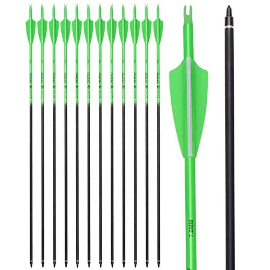 Carbon Arrows 28-30 Inch Fluorescent for Compound and Recurve Bows with 100 Grain Removable Tips