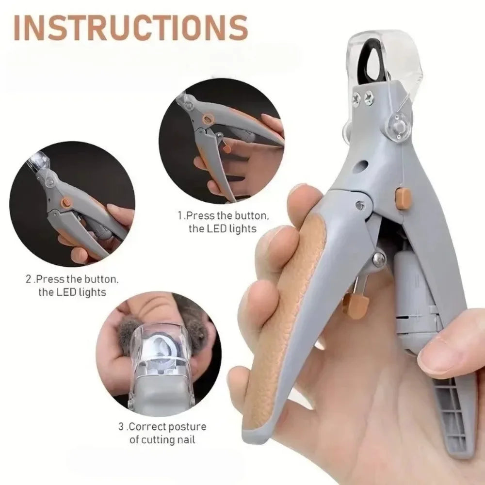 Professional Pet Metal Nail Clipper Scissors with LED Light Cat Dog Nail Clipper Tool