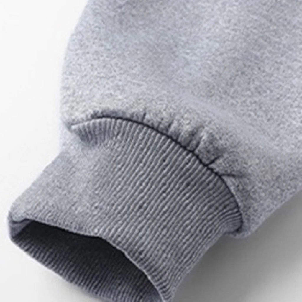 New men's solid color fleece-lined and thickened winter hooded drawstring sweatshirt cardigan, casual warm fleece-lined jacket