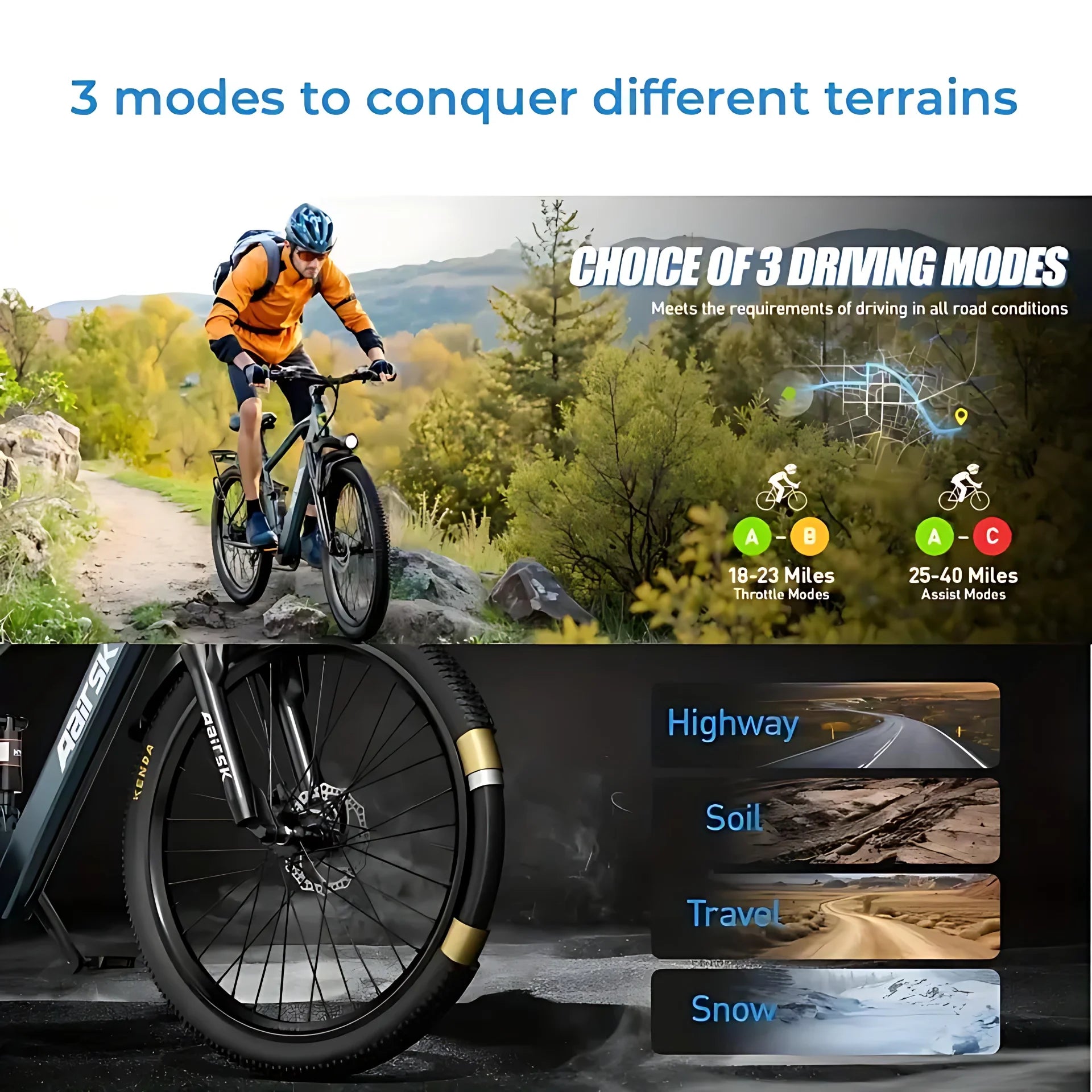 Mountain Ebike,25MPH Up to 40Miles